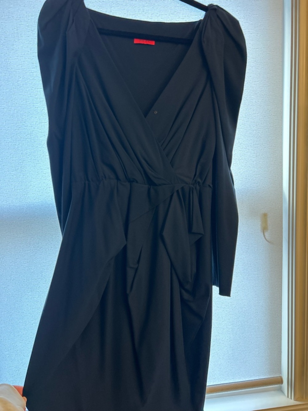 Lanvin Navy Long-Sleeve Wrap Dress